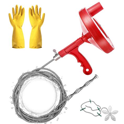 Buy Heavy Duty Plumbers Snake, 7.7m Plumbing Snake Drain Auger, Hair Clog Remover Pipe Snake for ...