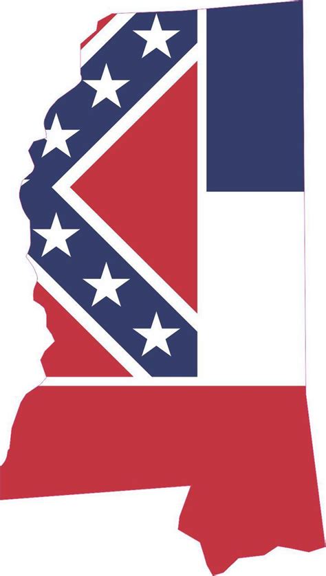 5 x 2.8 Die Cut Mississippi State Flag Bumper Sticker Vinyl Window Decal - StickerTalk®