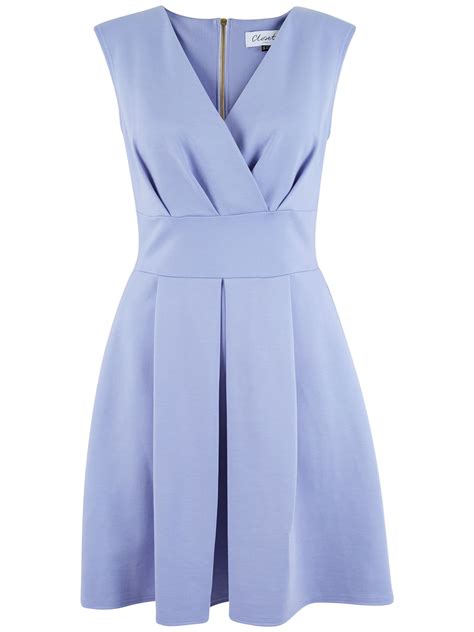 Closet Cross Over Box Pleat Dress in Blue (Pastel Blue) | Lyst