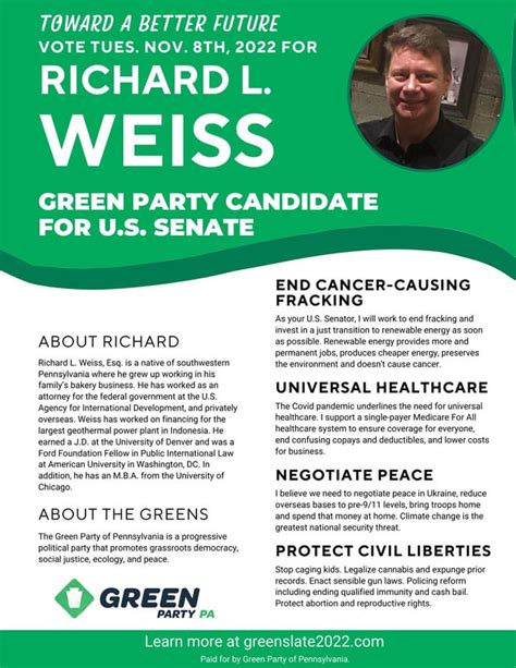 Green Party candidate for US Senate : r/GreenParty