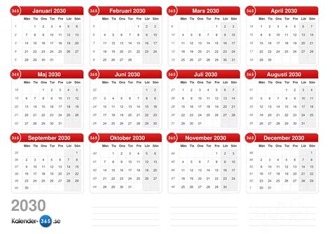 Kalender 2030