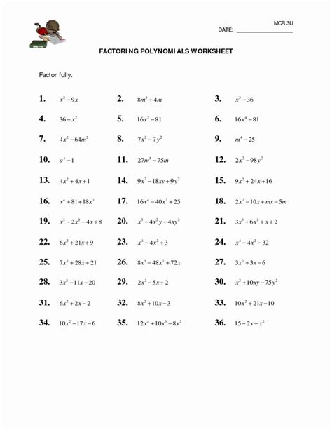 Factoring Quadratic Equations Worksheet Fresh Factoring Quadratic Trinomials Worksheet for 9th ...