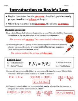 Boyle's Law and Charles' Law -- Notes and Worksheet Set by Chemistry Wiz