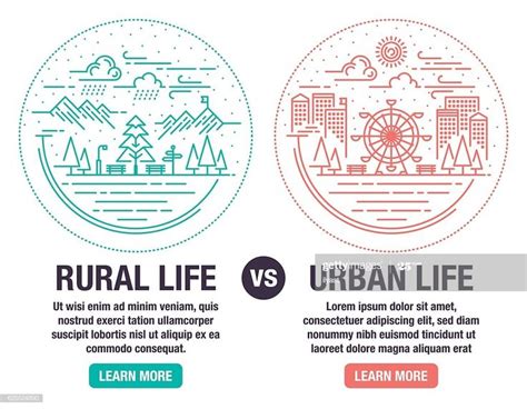 Infographic Difference Between Urban and Rural Life. | 아이콘