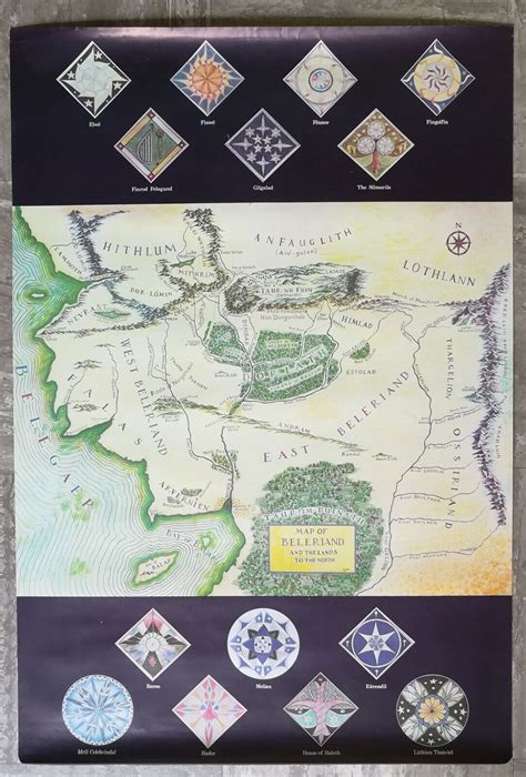 TCG - JRR TOLKIEN : The Silmarillion : Map of Beleriand : Christopher Tolkien : VGC