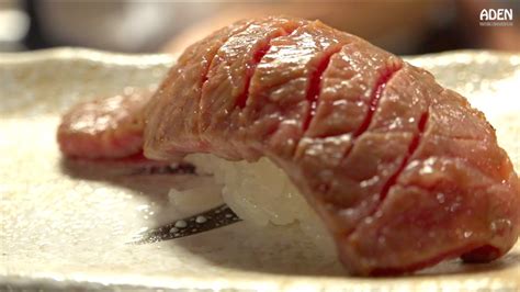 Matsusaka Beef Sushi Preparation - Food in Japan - YouTube