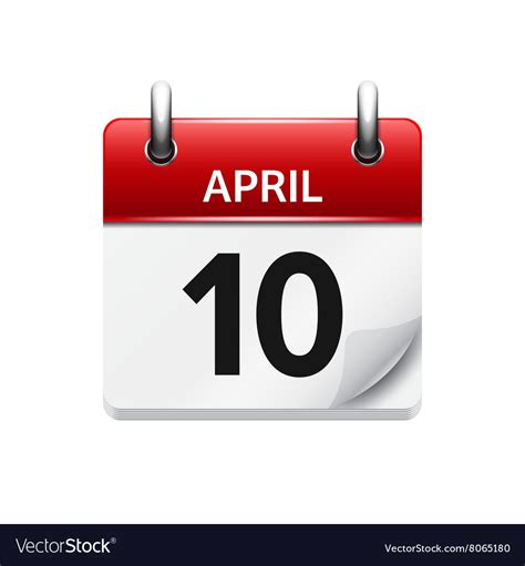 April 10 flat daily calendar icon date Royalty Free Vector