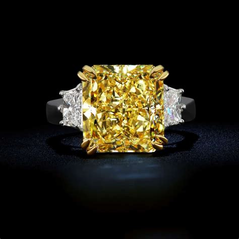 9.21 Carat Fancy Yellow Diamond Ring - Radiant Cut Diamonds