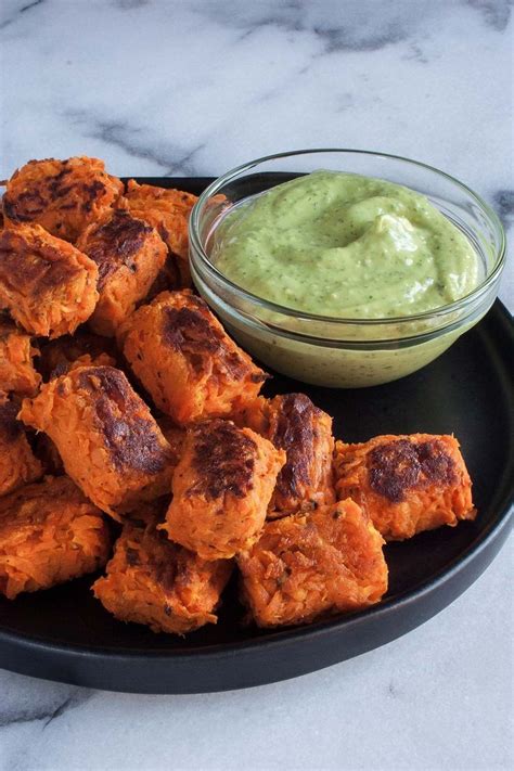 Sweet Potato Tater Tots with Avocado Green Goddess Dipping Sauce | paleo, AIP, gluten free ...