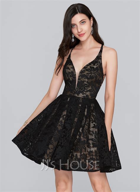 Black Spaghetti Strap Homecoming Dress