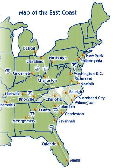 Image from http://www.useastcoasttours.com/images/east-coast-map.jpg. | LORI ...visitsEastCoast ...