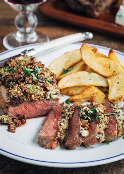 Blue Cheese Crusted Steak with Balsamic Shallots | Striped Spatula