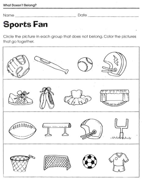 Sports Worksheets for Kids Cute | English worksheets for kids, Sports ...