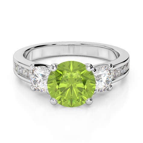 Gold / platinum round cut peridot and diamond engagement ring agdr-1218