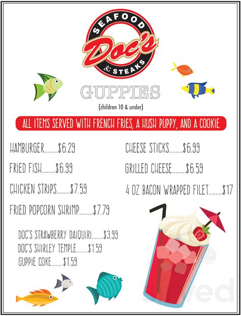 Doc's Seafood and Steaks menu in Orange Beach, Alabama, USA