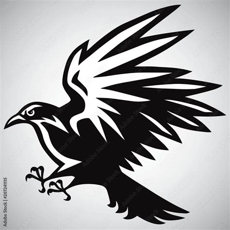 Crow Logo Black and White Vector Stock Vector | Adobe Stock