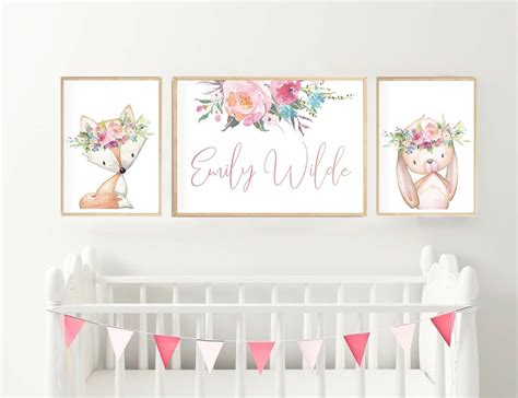 Personalized Nursery Name Print Art Wall Decor Animal Boho | Etsy