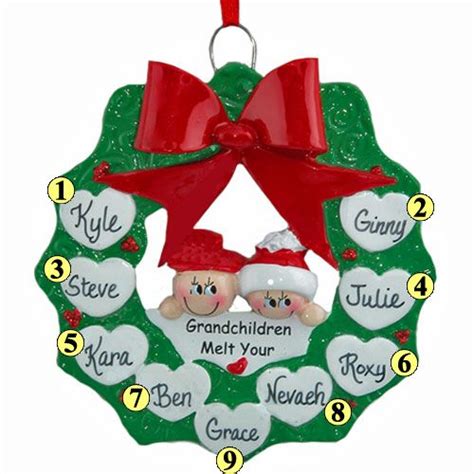 Grandchildren Wreath Family of 9. MIL gift | Personalized christmas ornaments family, Family ...