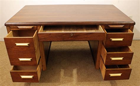 Mid-Century Desk Mid-Century Modern Walnut Executive Desk w/ Pull Out ...