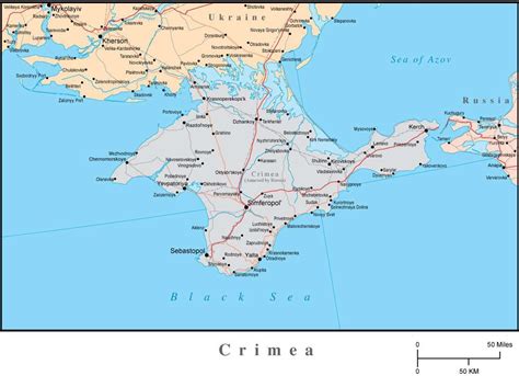 Crimean Peninsula (Ukraine) Map in Adobe Illustrator format from Map ...