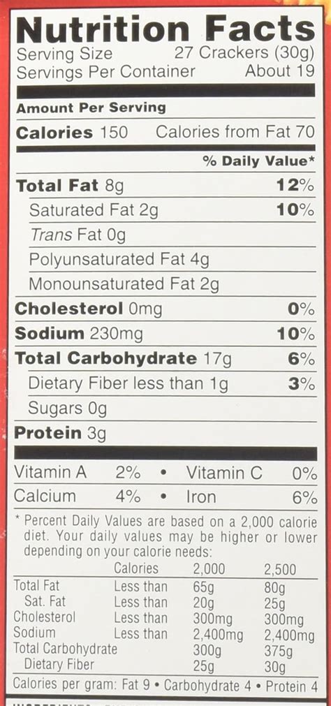 Cheez It Puffs Nutrition Label at John Denton blog