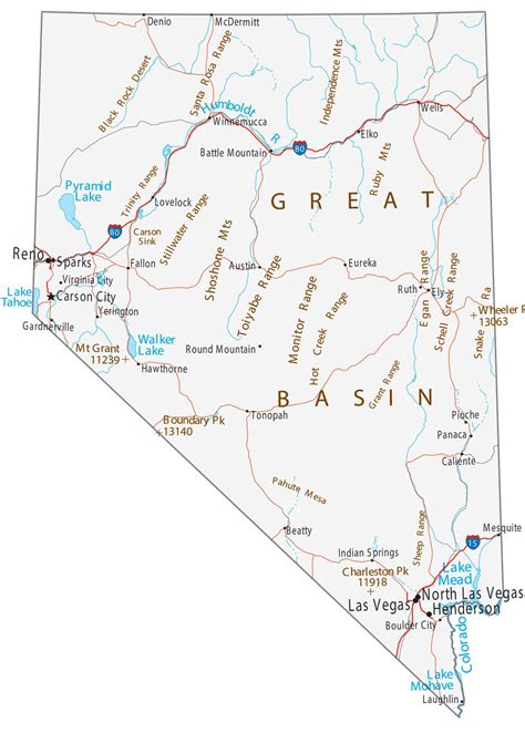 Map of Nevada - Cities and Roads - GIS Geography