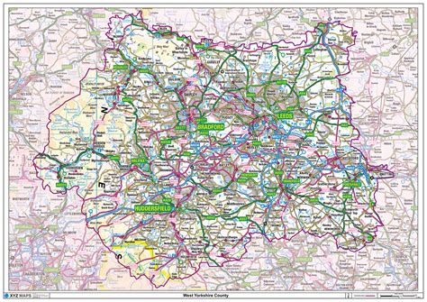 West Yorkshire County Map : XYZ Maps