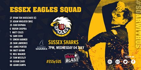 Essex Cricket on Twitter: "SQUAD | Here is your Eagles 14-man squad for ...