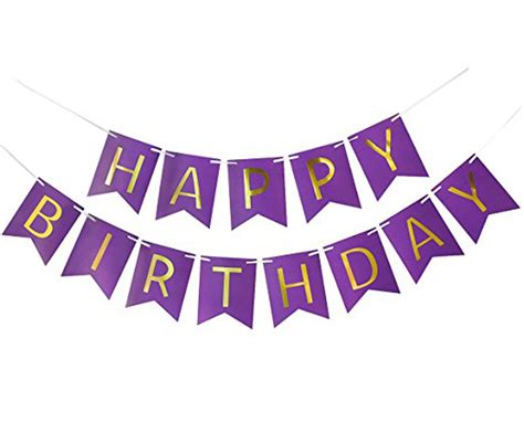 Buy Purple Happy Birthday Banner, Purple Card Happy Birthday Banner, Golden Letters for Birthday ...