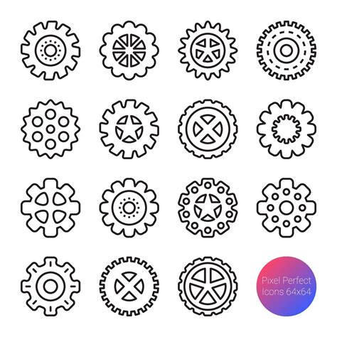 gear outline icons 2296752 Vector Art at Vecteezy