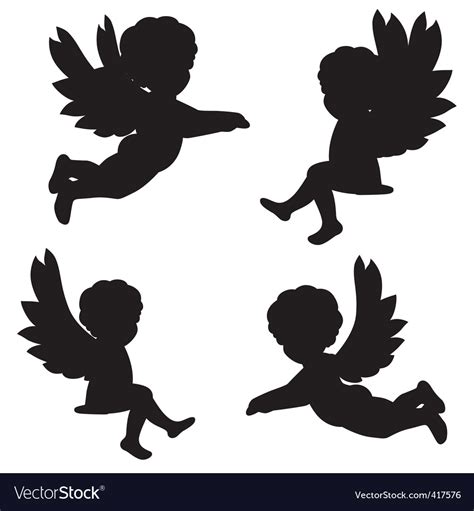 Silhouettes of angels Royalty Free Vector Image