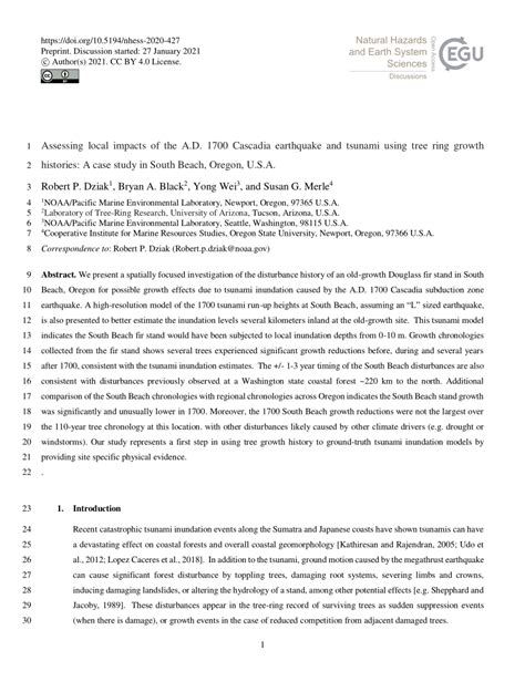 (PDF) Assessing local impacts of the A.D. 1700 Cascadia earthquake and ...