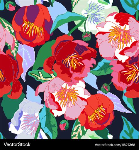 Seamless floral background isolated red flowers Vector Image