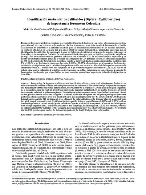 (PDF) Molecular identification of Calliphoridae (Diptera: Calliphoridae ...