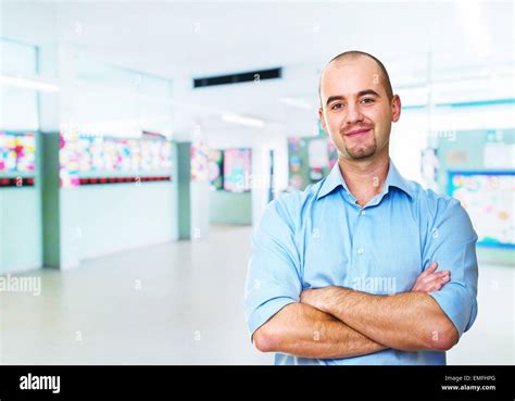 teacher portrait and school background Stock Photo - Alamy