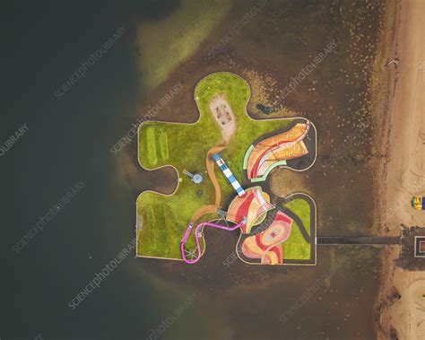 Aerial view of an amusement park, Netherlands - Stock Image - F040/3333 ...