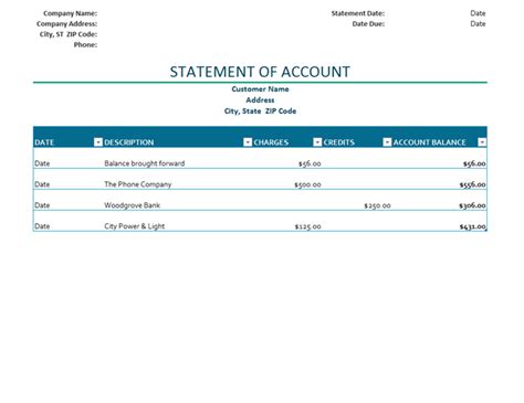 Ideal Sample Statement Of Account Excel Format Spider Chart Template