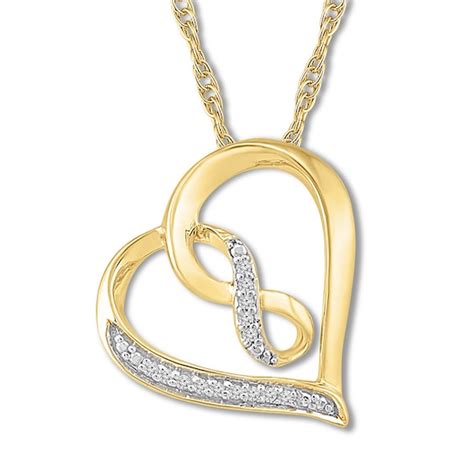 Heart Infinity Necklace with Diamonds 10K Yellow Gold | Womens | Gender ...