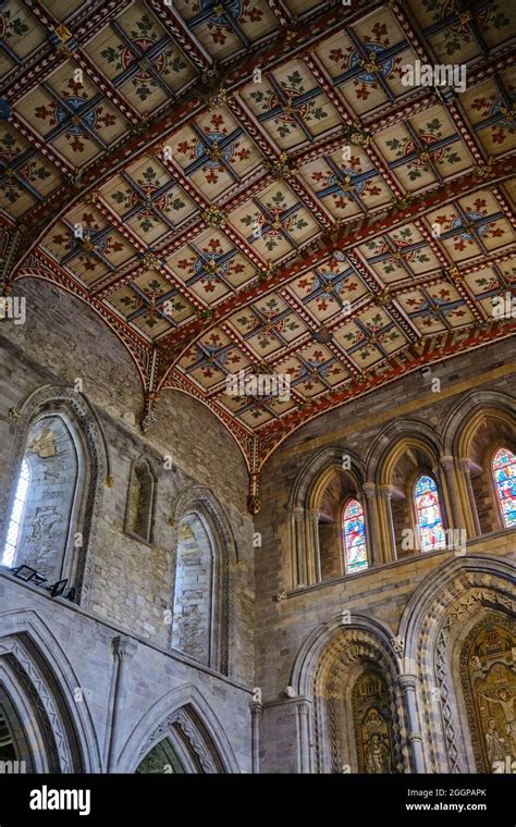 Interior of St. David's Cathedral in St. David's, Pembrokeshire, Wales ...