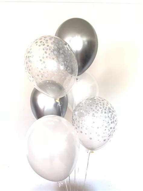 Silver and White Balloons | White Balloon Bouquet | Chrome Silver ...