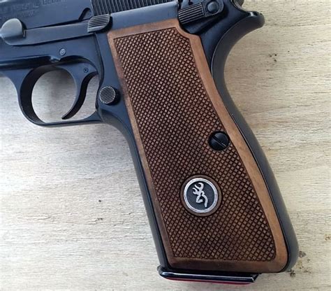 Browning Hi Power grips made from Walnut wood and Browning Logo made of ...