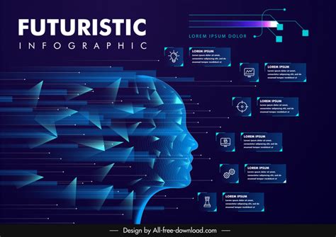 Futuristic infographic banner template dynamic light effect Vectors images graphic art designs ...