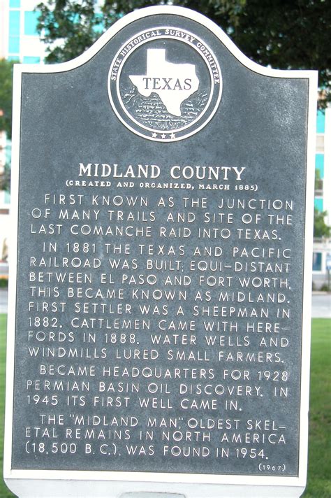 Midland County Courthouse, historic plaque on grounds - The Portal to Texas History