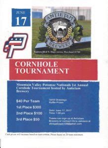 cornhole tournament poster brewery - Antietam Brewery