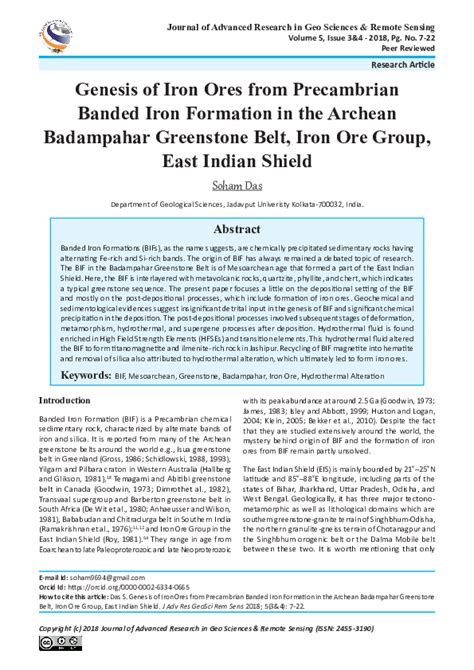 (PDF) Genesis of Iron Ores from Precambrian Banded Iron Formation in ...