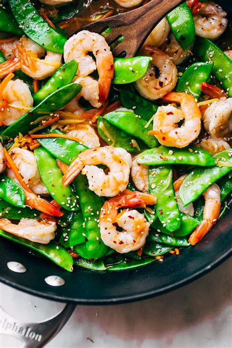 10-Minute Ginger Shrimp Snow Pea Stir Fry Recipe - Little Spice Jar