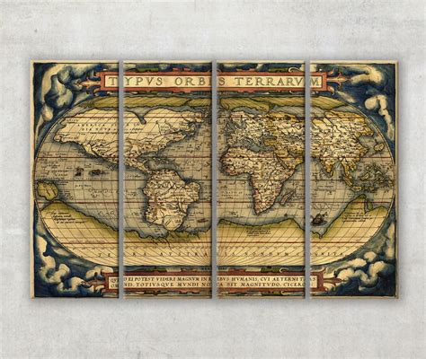 Old world map Large canvas art ready to hang interior wall