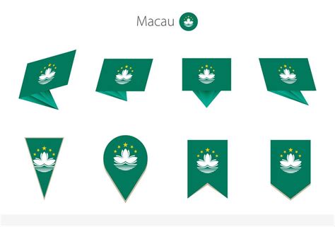 Macau national flag collection, eight versions of Macau vector flags ...