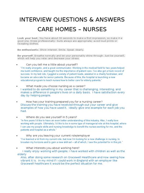 Interview Questions | Nursing Home Care | Nursing