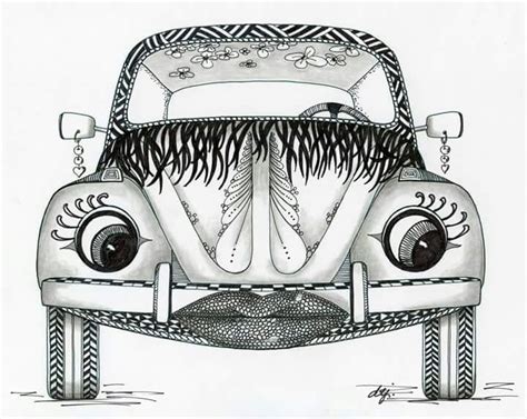 a drawing of a car with eyes drawn on it